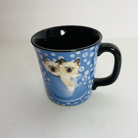 Siamese Cats Coffee Mug Kittens Tea Cup 10 Oz Felines Keith Kimberlin Polka Dots - Picture 4 of 7